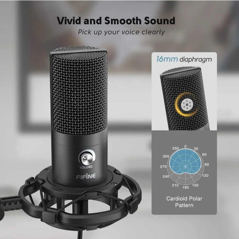 FIFINE Studio Condenser USB Microphone Computer PC Microphone New